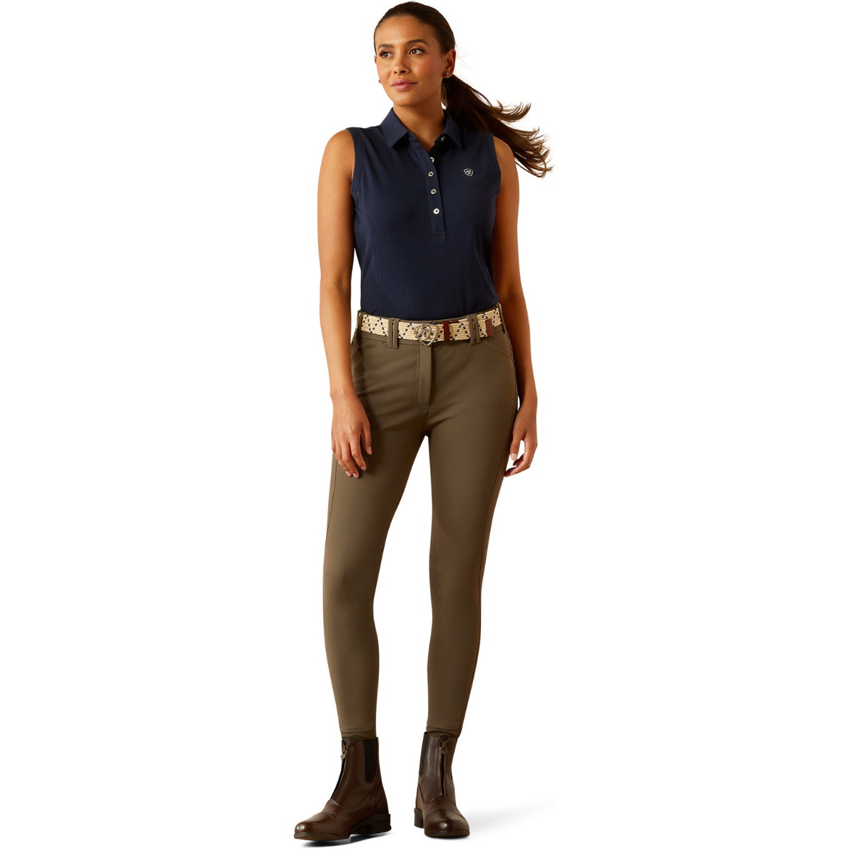 2025 Ariat Womens Prix 3.0 Sleeveless Polo Shirt 10055053 - Navy Eclipse